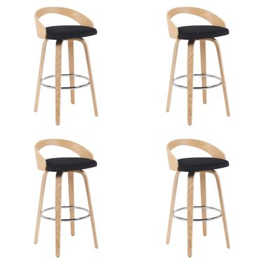 Sonia Swivel Bar Height Stool Set of 4 In Black and Patterned Oak