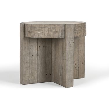 Sonoma 26 Inch Round End Table In Distressed Gray