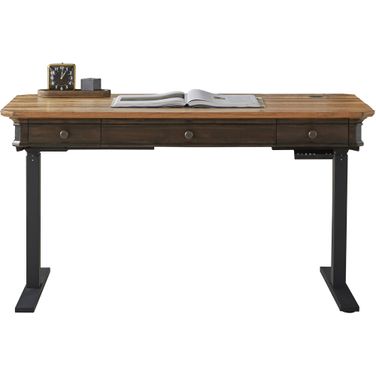Sonoma Executive Electric Sit and Stand Desk with Solid Plank Top In Dark Roast