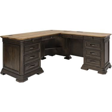 Sonoma Executve L-Desk and Return with Solid Wood Plank Tops In Dark Roast