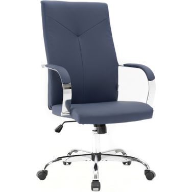 Sonora High Back Leather Office Chair In Navy Blue