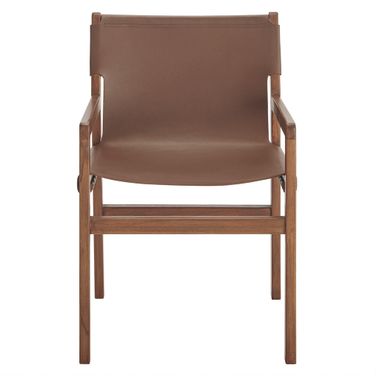 Sonora Leather Dining Chair In Nutmeg Brown