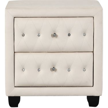 Sophia Crystal Tufted 2-Drawer Nightstand In Cream