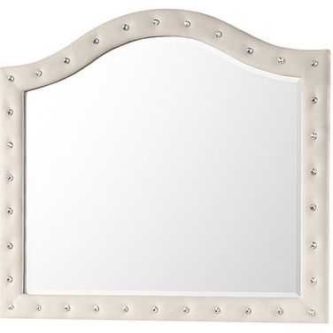 Sophia Crystal Tufted Mirror In Cream
