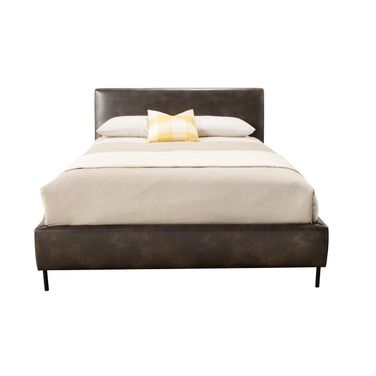 Sophia Full Faux Leather Platform Bed In Gray