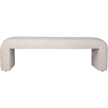 Sophia Curved Large Upholstered Waterfall Jacquard Bench In Natural