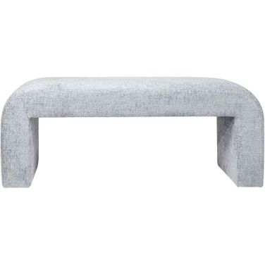Sophia Curved Small Upholstered Waterfall Jacquard Bench In Blue