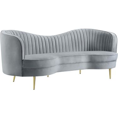 Sophia Upholstered Sofa with Camel Back Grey and Gold