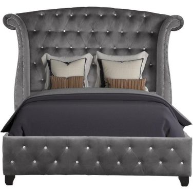 Sophia Upholstery King Size Bed Made With Wood In Gray