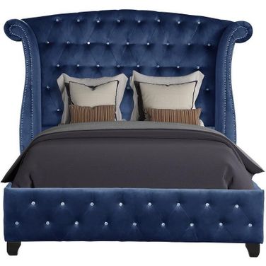 Sophia Upholstery Queen Size Bed Made With Wood In Blue