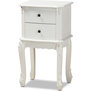 Sophia Wood 2 Drawer End Table In White