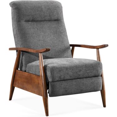 Soren Wood Arm Push Back Recliner In Charcoal