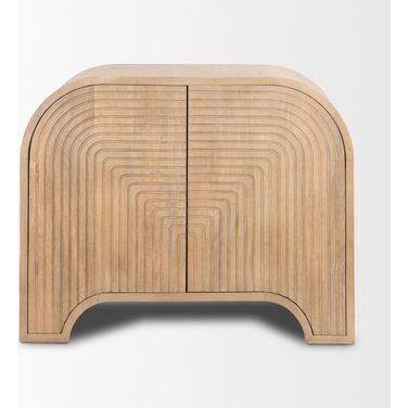 Sorina Reverse Fluted Wood Accent Cabinet In Brown