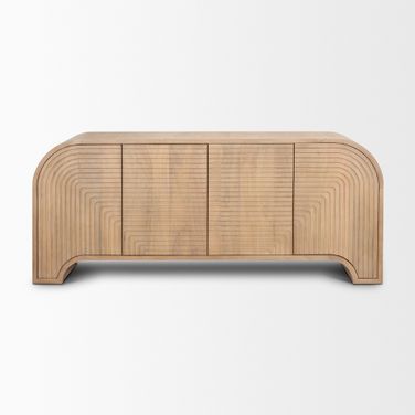 Sorina Reverse Fluted Wood Sideboard In Brown