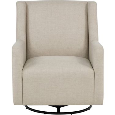 Sorrel Fabric Upholstered Swivel Glider Arm Chair In Latte