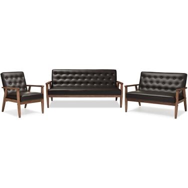 Sorrento Mid-Century Retro Modern Brown Faux Leather