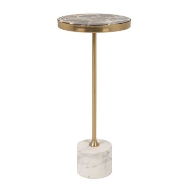 Sorrento Round Metal Accent Table with Marble Top In Gold