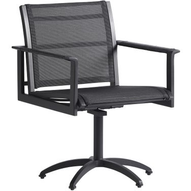 South Beach Swivel Rocker Dining Chair In Obsidian