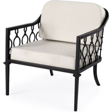 Southport Iron Upholstered Outdoor Lounge Chair In Black
