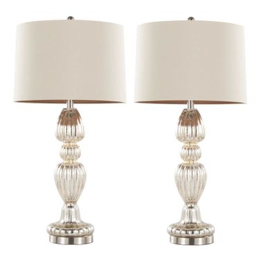 Spade 30 Inch Glass Table Lamp Set of 2 In Natural