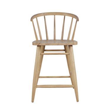 Fitz Solid Wood Curved Back Spindle Counter Stool In Natural
