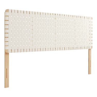 Sparta Weave Vegan Leather King Headboard In Natural and Beige
