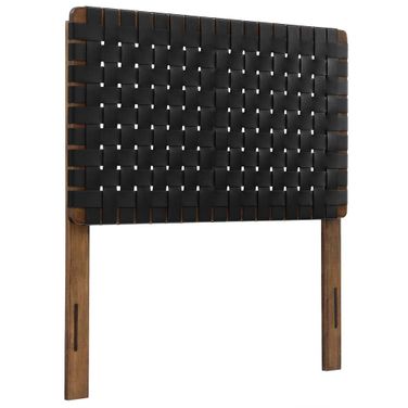 Sparta Weave Vegan Leather Twin Headboard In Walnut and Black