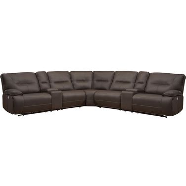 Spartacus 7 Piece Modular Power Reclining Sectional with Power Adjustable Headrests In Chocolate