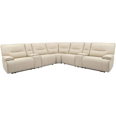 Spartacus 7 Piece Modular Power Reclining Sectional with Power Adjustable Headrests In Oyster