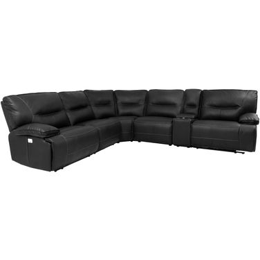 Spartacus Black 6 Piece Modular Power Reclining Sectional With Power Headrests And Console With Usb Popup