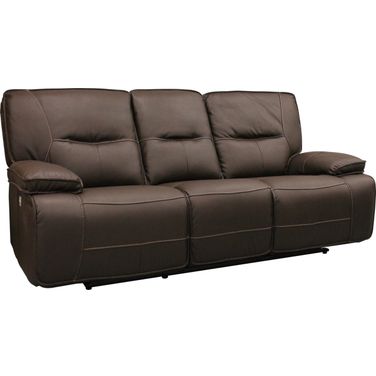 Spartacus Chocolate Dual Power Reclining Sofa with Power Headrest
