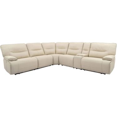 Spartacus Oyster 6 Piece Modular Power Reclining Sectional With Power Headrests And Console With Usb Popup