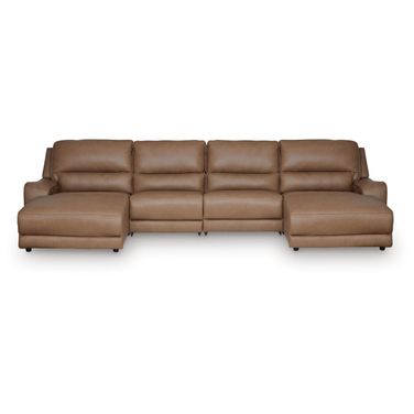 Spear Hill 4-Piece Reclining Sectional with Double Chaise In Caramel