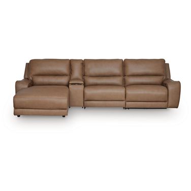 Spear Hill 4-Piece Reclining Sectional with LAF Chaise and Storage Console In Caramel