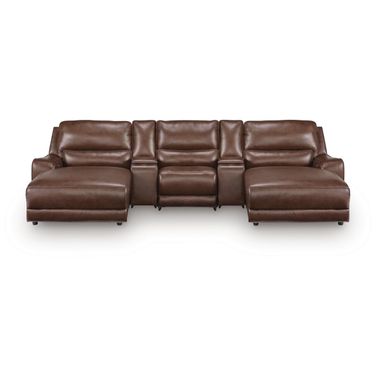 Spear Hill 5-Piece Reclining Sectional with Double Chaise and Storage Consoles In Canyon