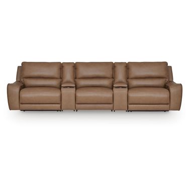Spear Hill 5-Piece Reclining Sectional with Storage Consoles In Caramel