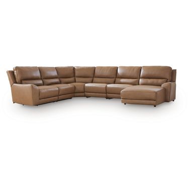 Spear Hill 6-Piece Reclining Sectional with RAF Chaise In Caramel