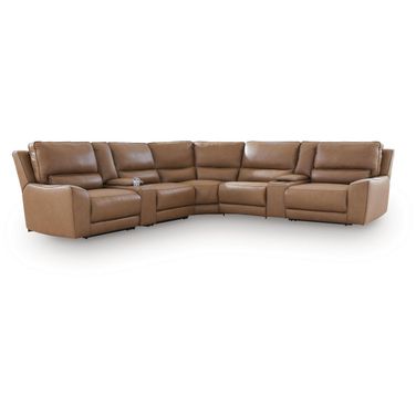 Spear Hill 7-Piece Reclining Sectional with Storage Consoles In Caramel