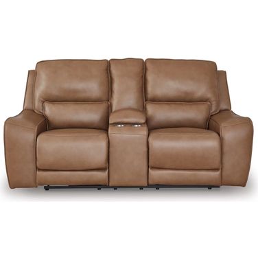 Spear Hill Power Reclining Loveseat with Console In Caramel