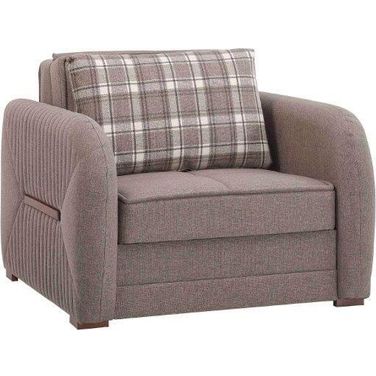 Speedy Upholstered Convertible Armchair with Storage In Beige