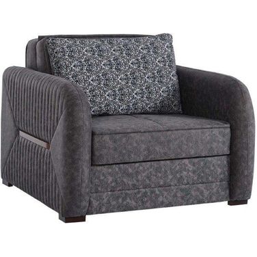 Speedy Upholstered Convertible Armchair with Storage In Gray
