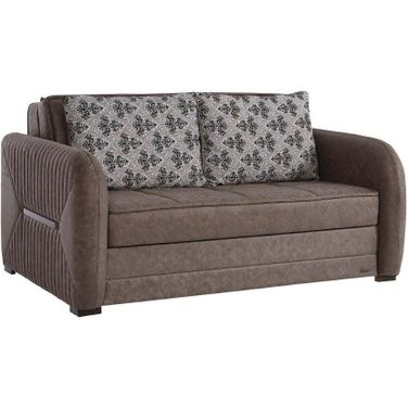 Speedy Upholstered Convertible Loveseat with Storage In Dark Brown