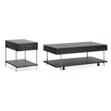 Spencer Lift Top Storage Occasional Table Set In Dark Briarsmoke