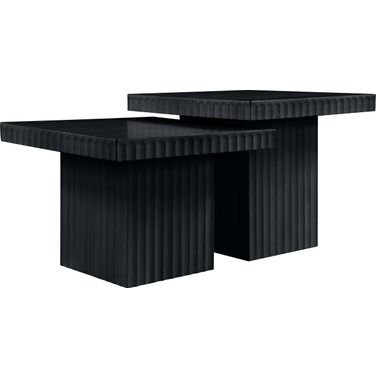 Spencer Oak Veneer 2 Piece Coffee Table In Black