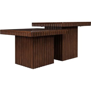 Spencer Oak Veneer 2 Piece Coffee Table In Brown