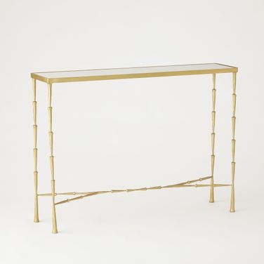Spike Console In Antique Brass With White Marble