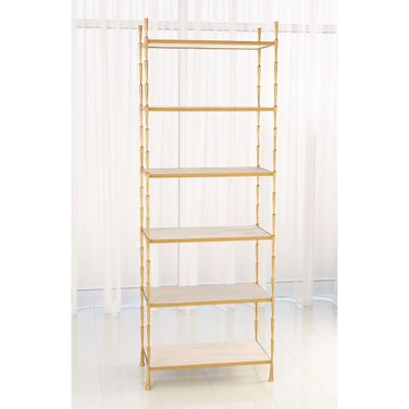 Spike Etagere In Antique Brass With White Marble