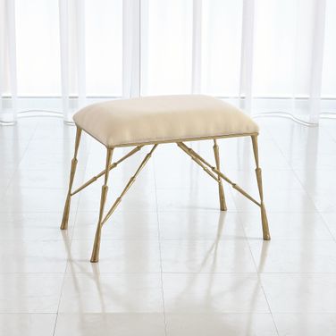 Spike Small Bench With Muslin Cushion In Antique Brass