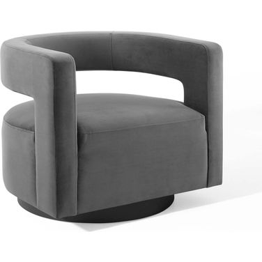 Spin Cutaway Performance Velvet Swivel Armchair In Gray