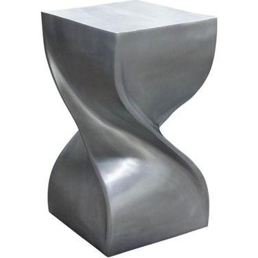 Spire Square Accent Table In Casted Aluminum In Nickel Finish